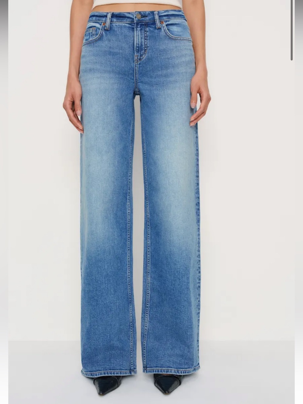 Reformation Greta Super Stretch Low Rise Wide Leg Jeans Blue - Size 28 - NWT!! - Picture 2 of 4